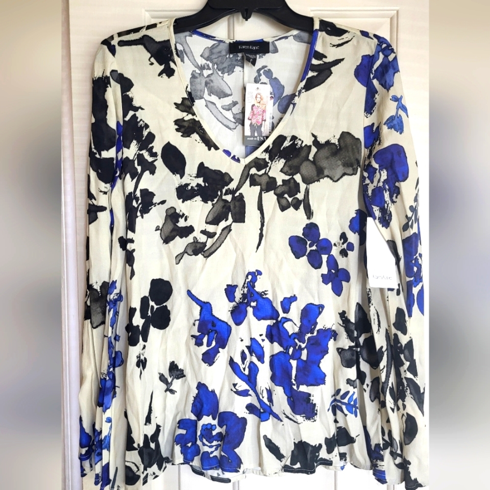 Karen Kane Midnight Sun Print Bell Sleeve Top